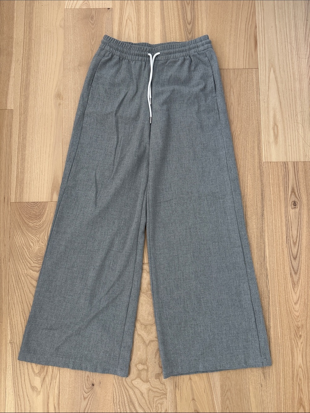 H&M Wide-Leg Drawstring Pants - Gray
